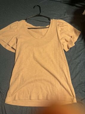 GAP Golden Yellow Scoop Neck Flutter Sleeve Top